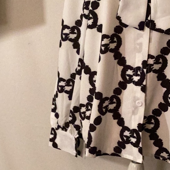 COPY - NNT Cream & black color front bow Double G button down long sleeves shir… - Picture 3 of 8